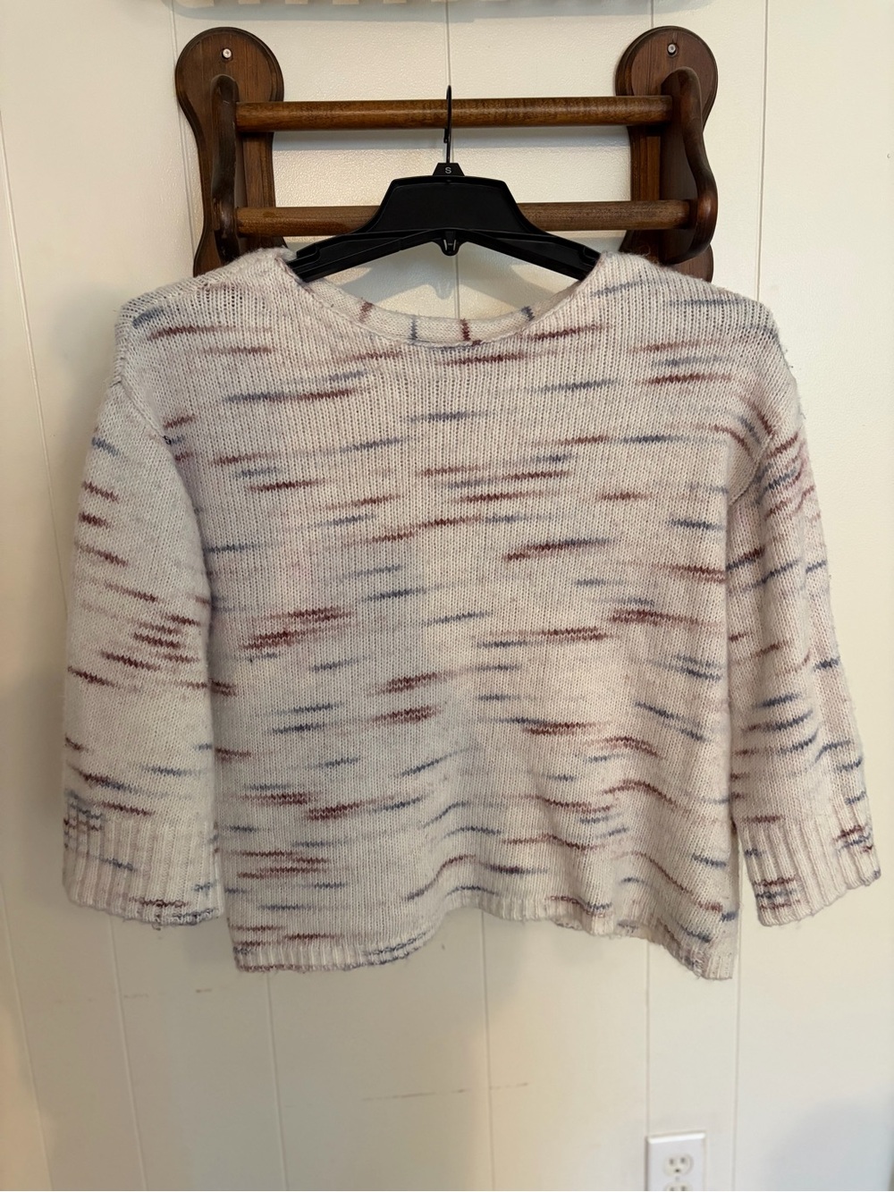 Democracy Cream Crewneck Sweater with Blue and Brown Speckles